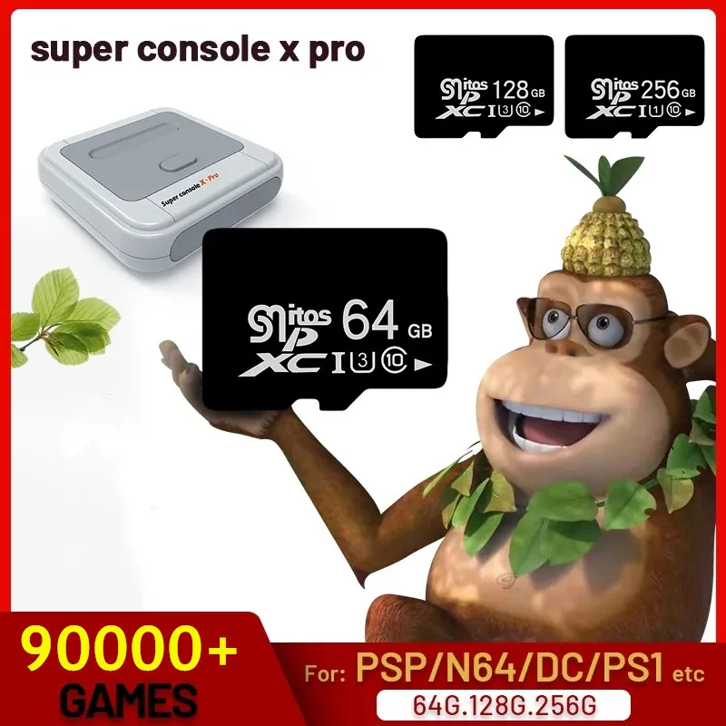 Tarjeta de juego adecuada para consola Super Console X Pro, para juegos PSP/N64/DC/PS1, más de 50 emuladores integrados, más de 117000 juegos