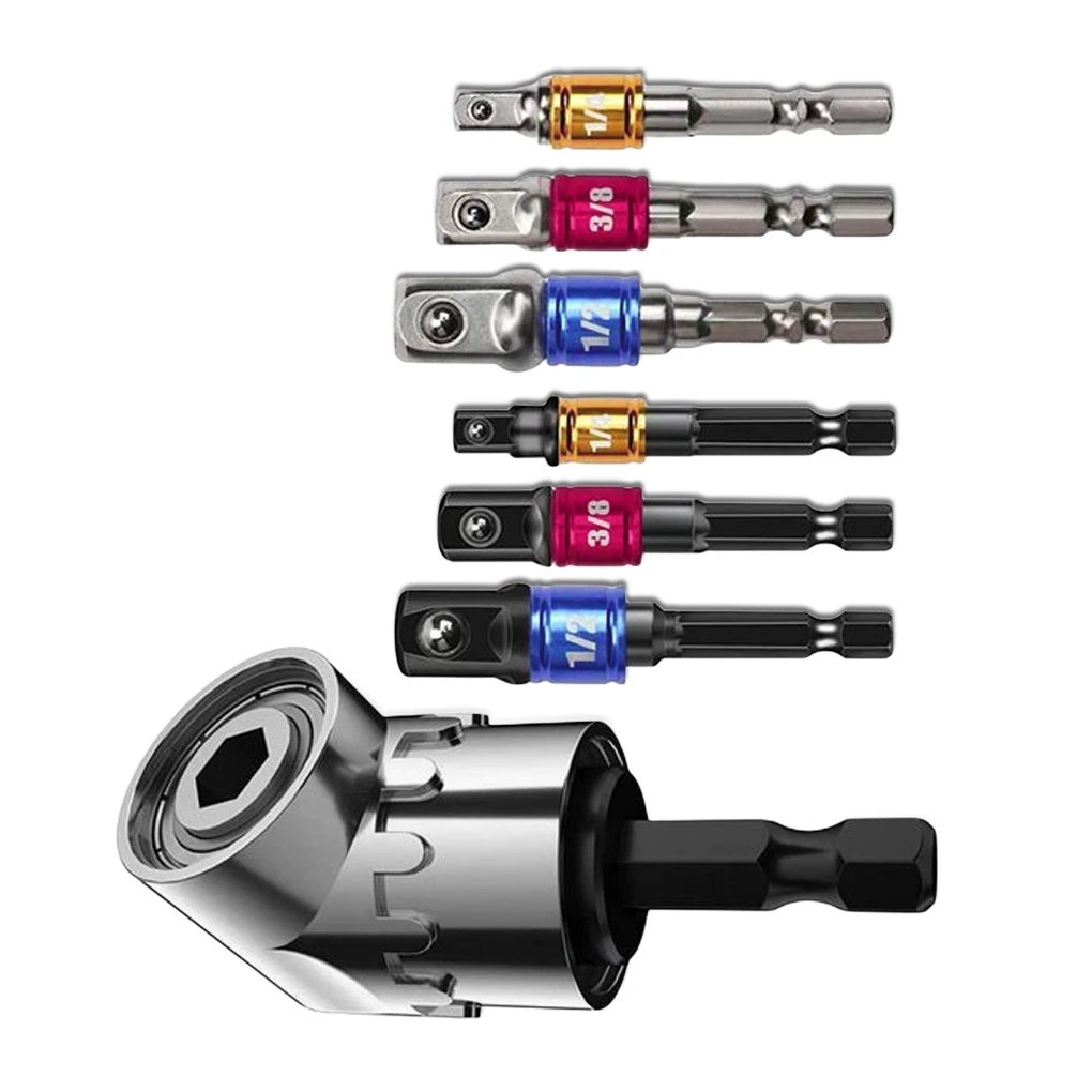 

Hexagon to Square Drill Socket Adapters Kit Impact Driver Pneumatic Screwdriver Manual Spanner Extension Bar Set