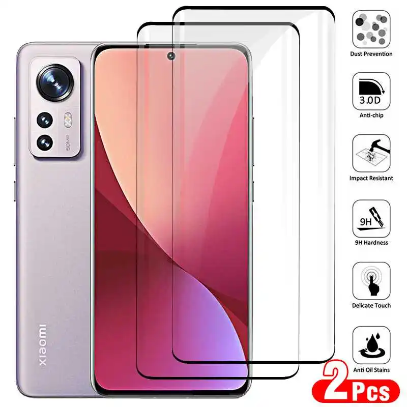 2Pcs Full Curved Tempered Glass For Xiaomi Mi 12 Pro Screen Protector
