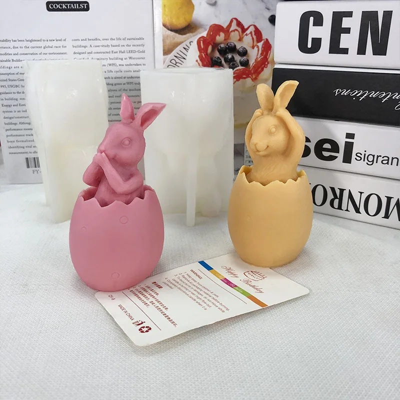 

3D Easter Bunny Silicone Candle Mold Broken Shell Rabbit Candle Making Resin Mould Handmade Scent Candle Cake Party Decor Gifts