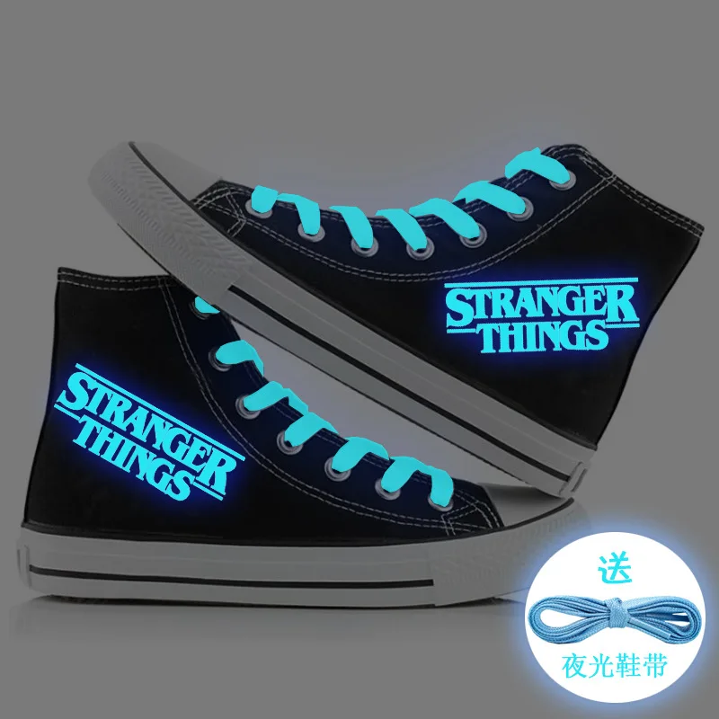 

Film Strange Things Cosplay Shoes Cartoon Printed High Top Canvas Shoes For Men And Women Student Flat Sneakers