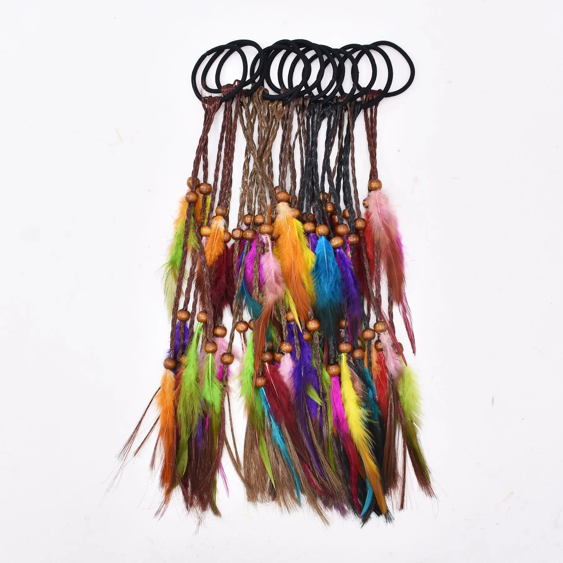 

Bohojewelry Store Handmade Leather Rope Colorful Feather Headband Hair Accessories Fashion Jewelry