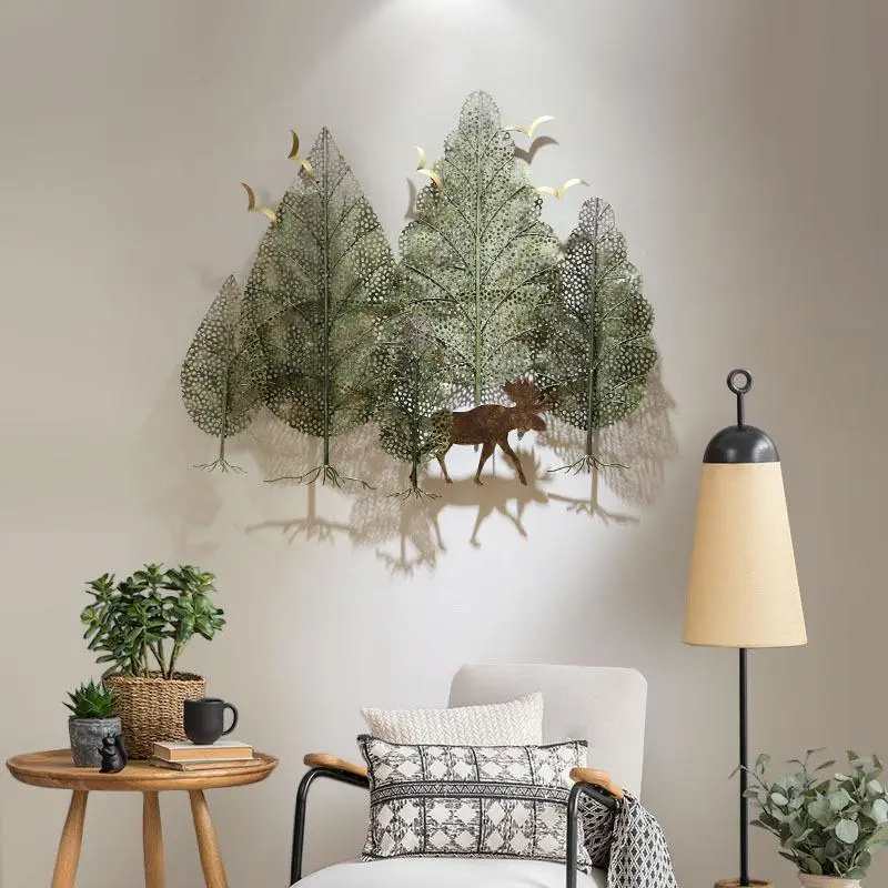

Nordic Ins Style Restaurant Wall Decoration Pendant Creative Living Room Green Plant Modeling Three-Dimensional Iron Decoration