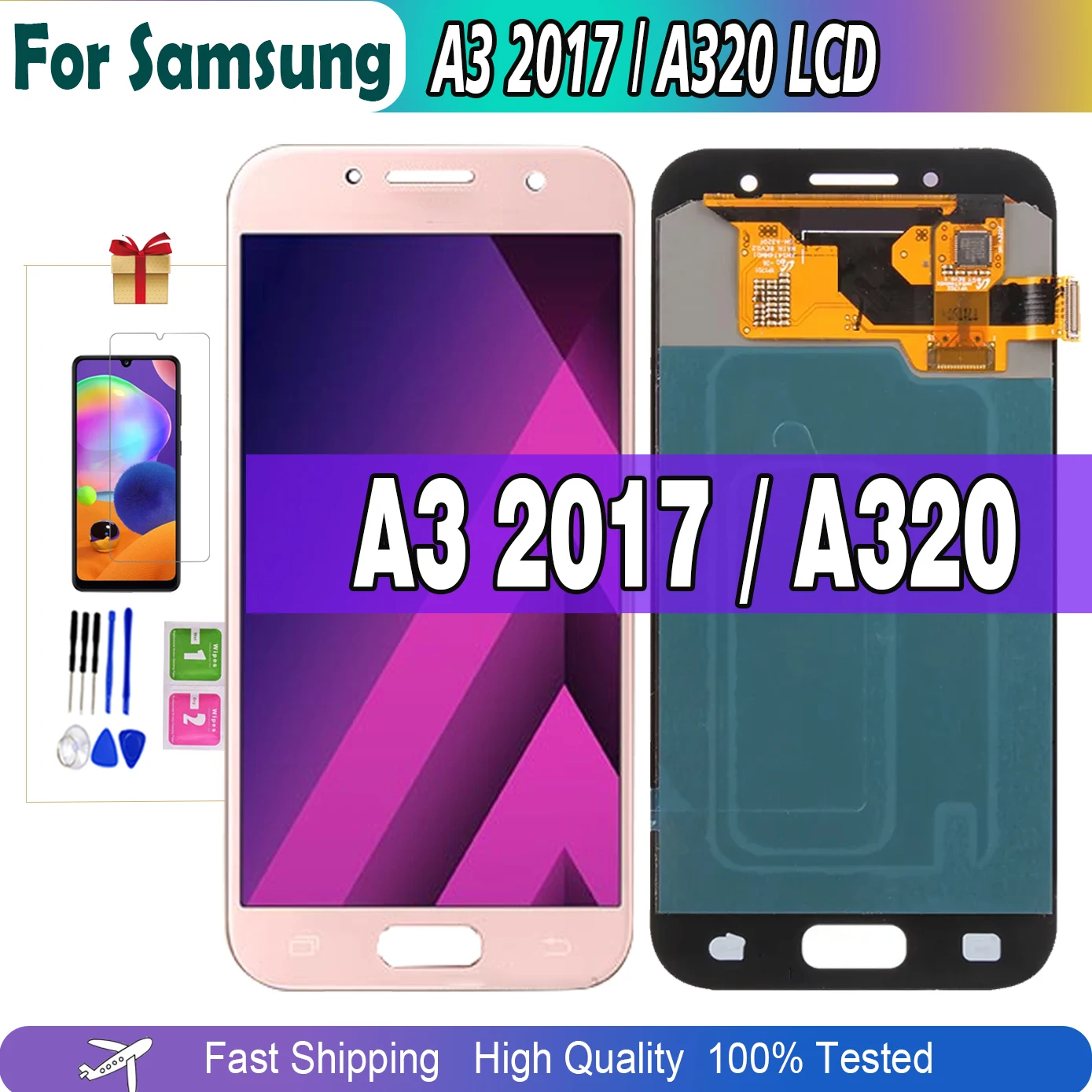 Высококачественный Оригинальный ЖК-дисплей 4,7 дюйма для SAMSUNG Galaxy A3 2017 A320 A320F, ЖК-дисплей с сенсорным экраном и дигитайзером, замена в сборе