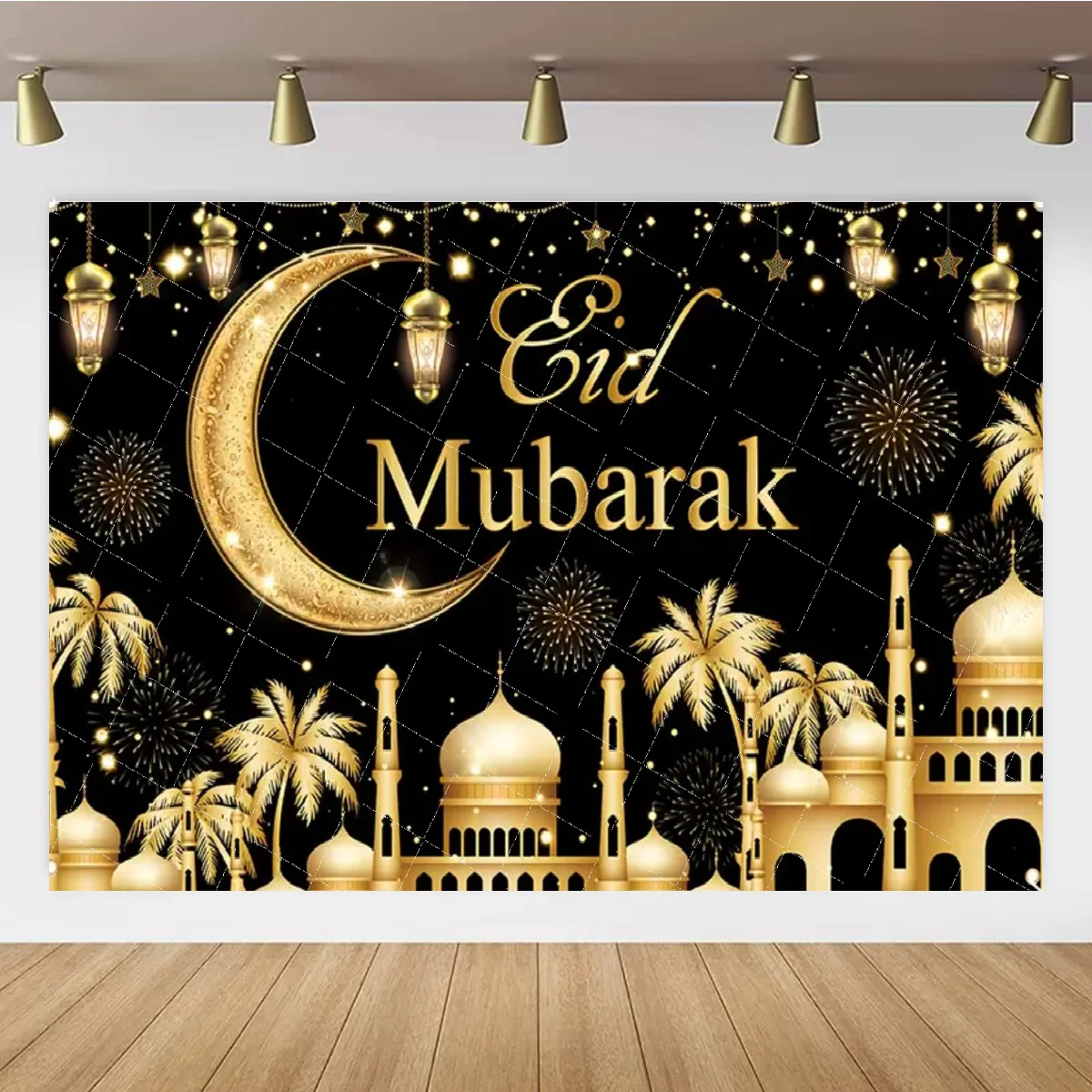 Фото Фон для вечеринки Eid, ткань, украшения для Рамадана Мубарака для дома, исламский мусульманский Рамадан Карим, фон для вечеринки Ид Аль Адха Рамада №3