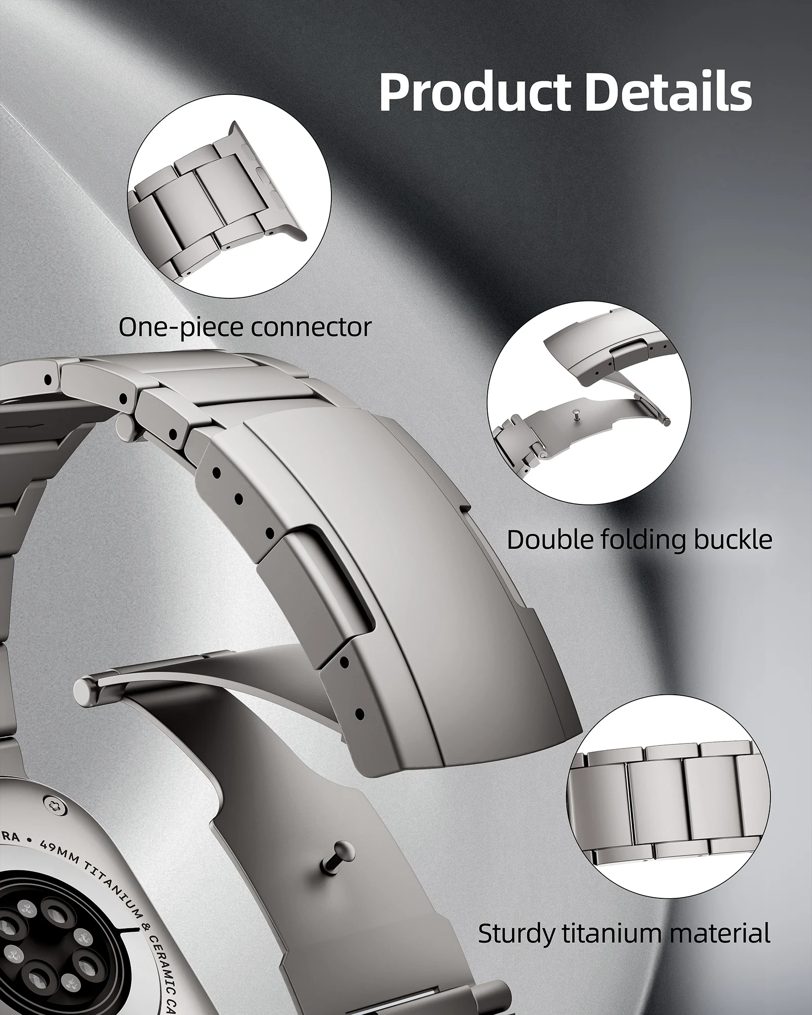 Титановый ремешок LULULOOK для Apple Watch Ultra 3 2 Band 49 46 45 44 мм, титановый ремешок для iWatch Ultra S11 10 SE 9 8 7 6 5 4 3 (art.: 3920d2fbbba99) - 3920d2fbbba99