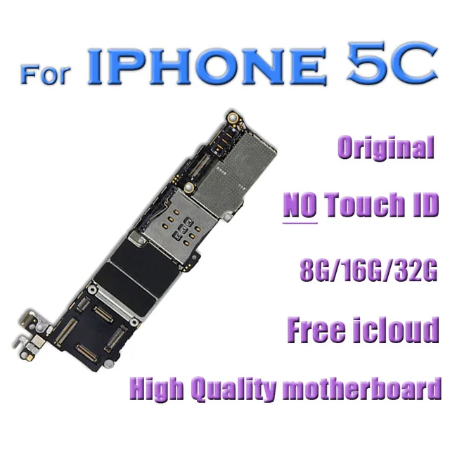 100% Original Unlock Free icloud For iPhone 5 5s 5c Motherboard No Touch ID 8g 16gb 32gb 64gb Logic Board Good Test Working 4