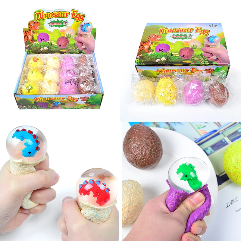 

TPR second generation dinosaur egg vent ball children's decompression hatching egg water ball pinch music vent egg