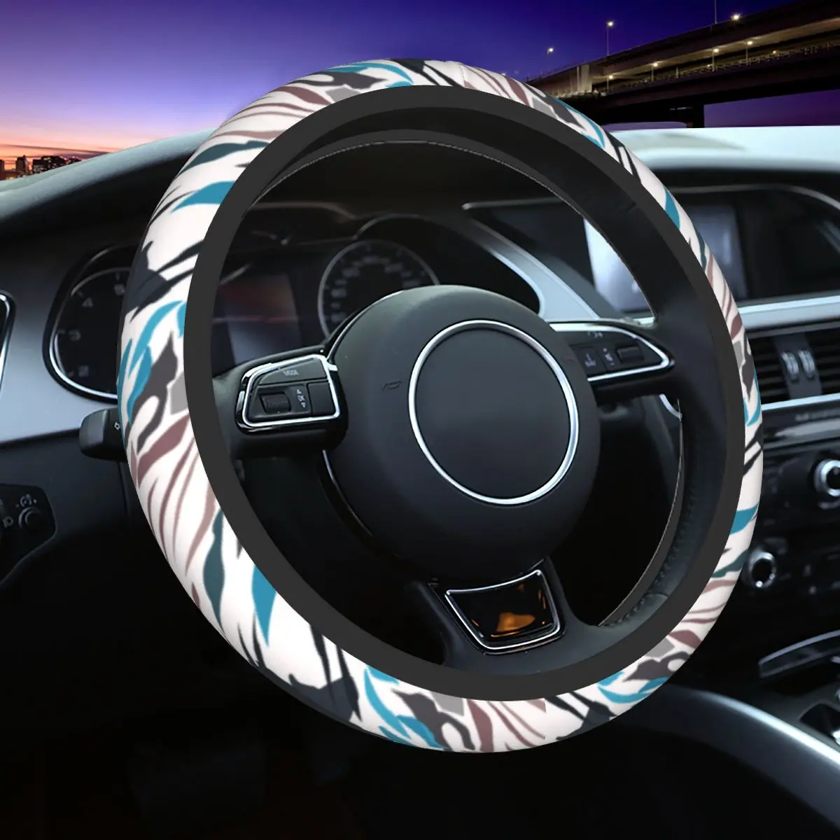 

Polish Camouflage Grom Camo Car Steering Wheel Cover 37-38 Anti-slip Steering Wheel Protective Cover Elastische Car Accessories