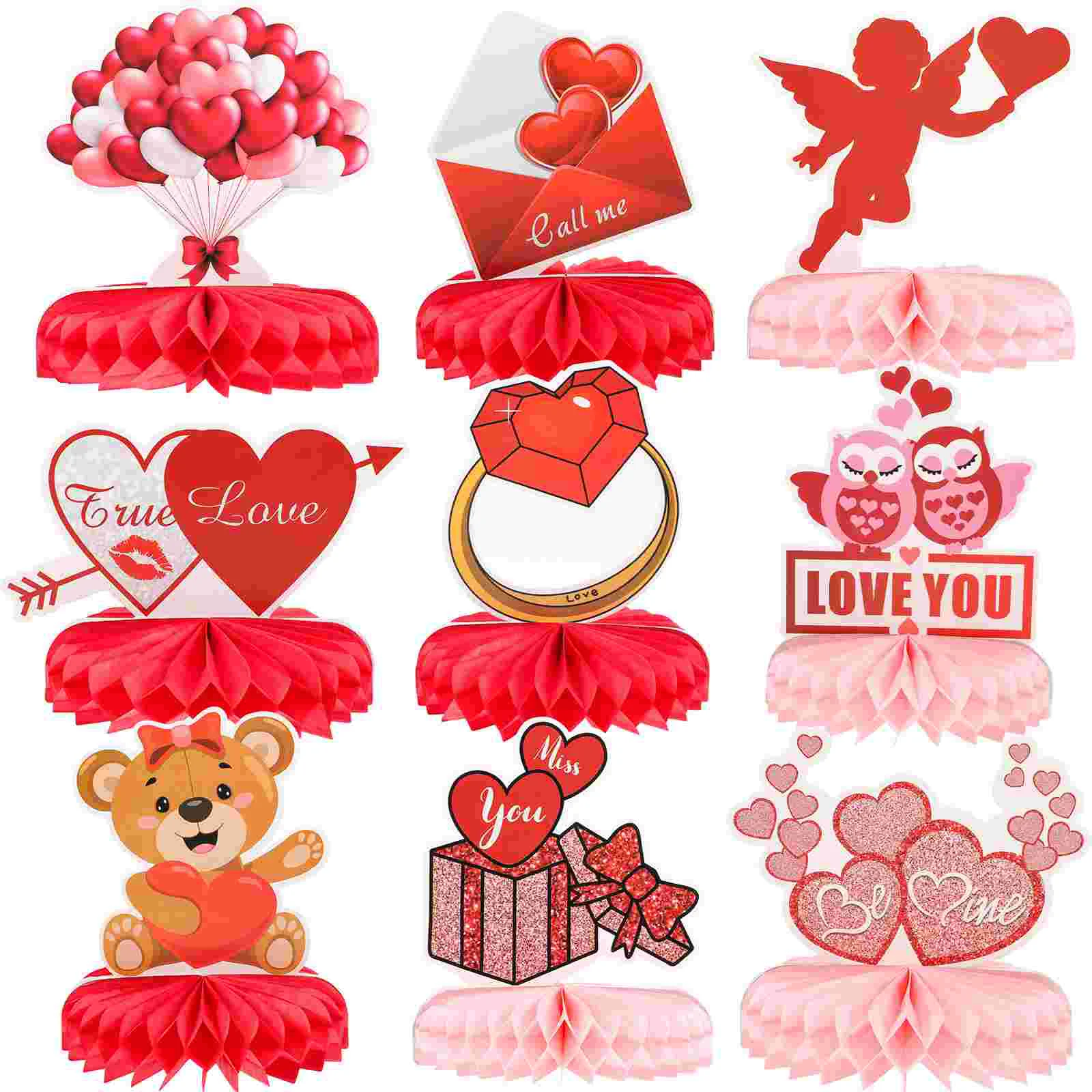 

Valentines Day Table Honeycomb Centerpiece Decor Centerpieces Valentine S Heart Decorations Party Wedding Supplies Toppers Cupid