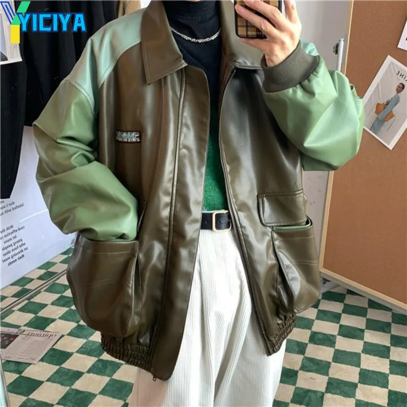 

Куртка YICIYA для женщин и мужчин, модная бейсбольная форма в стиле хип-хоп, Повседневная Свободная кожаная уличная одежда для пар