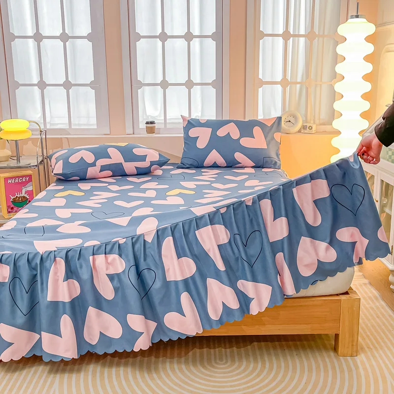 3 шт. Комплект постельного белья с оборками принтом