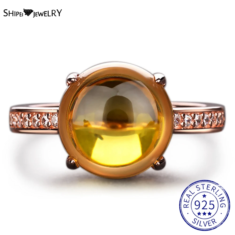 

Shipei 9CT Created Moissanite Citrine Gemstone Ring for Women in 925 Sterling Silver Classic Ring Wedding Engagement Wholesale