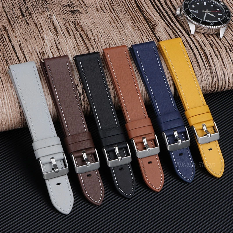 Кожаный ремешок для часов Seiko 20 мм 22 браслета Omega быстросъемный мужской и женский