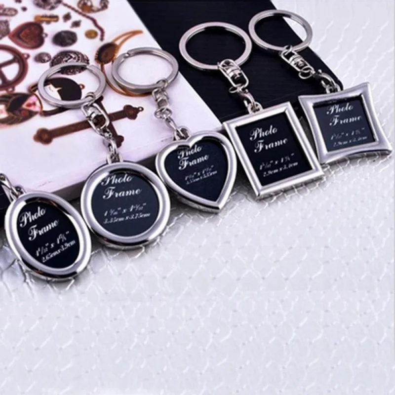 

Creative Metal Insert Photo Picture Frame Keyring Heart Apple Round Keychain Fob Love Gift Car Key Chain Accessories Trinket