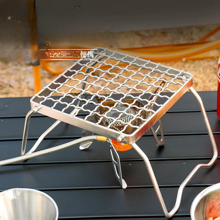 

Многофункциональный складной Костер-гриль, портативная решетка из нержавеющей стали для кемпинга, подставка для газовой плиты, уличная подставка для дровяной плиты