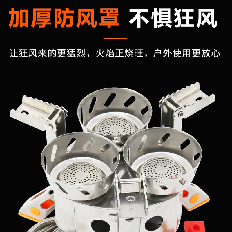 3 Head 9800W  Camping Gas Stove Windproof High Power Foldable Portable Outdoor Gas Burner Hiking Picnic Furnace Stoves