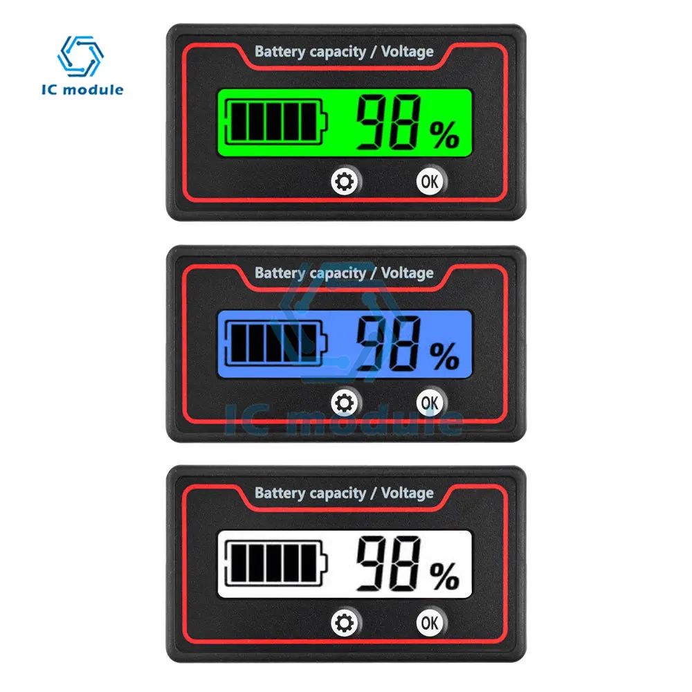 

2v 24v 48v Lithium Battery Capacity Indicator Car Motorcycle Digital Voltmeter Voltage Tester Meter Tool