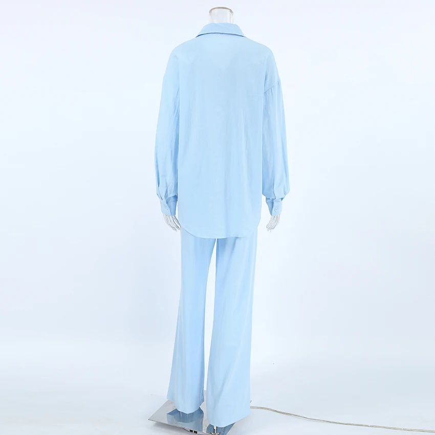 Женский Повседневный льняной комплект из двух предметов свободная блузка с