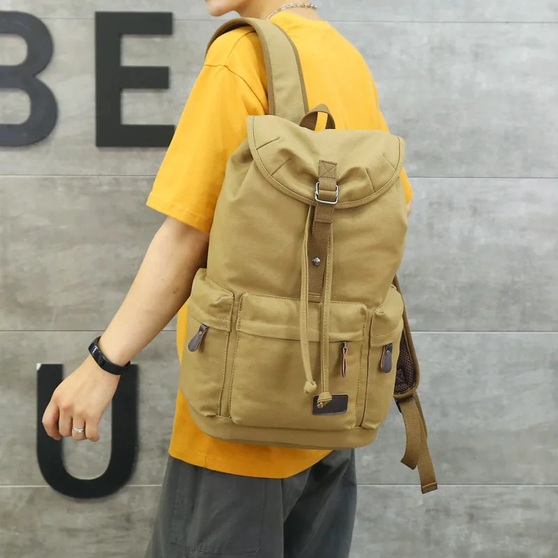 

Холщовый мужской рюкзак в стиле ретро, вместительный уличный ранец для учеников Старшей школы и поездок