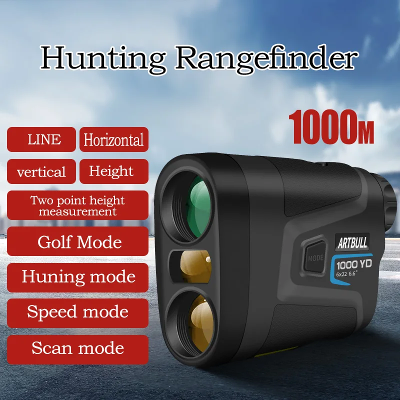 Artbull Caça a Laser Rangefinder 1000m Telescópio Medidor de Distância a Laser Velocidade Golf Rangefinder com Inclinação Bandeira-bloqueio Ajustado