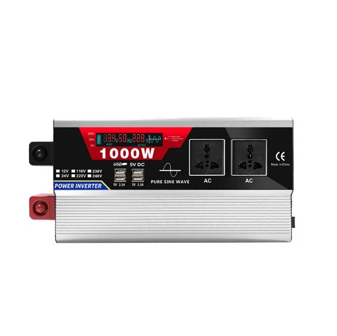 

1Kw DC 12V 24V to AC 110V 220V Car Pure Sine Wave Solar Power Inverter With LCD USB 1000w
