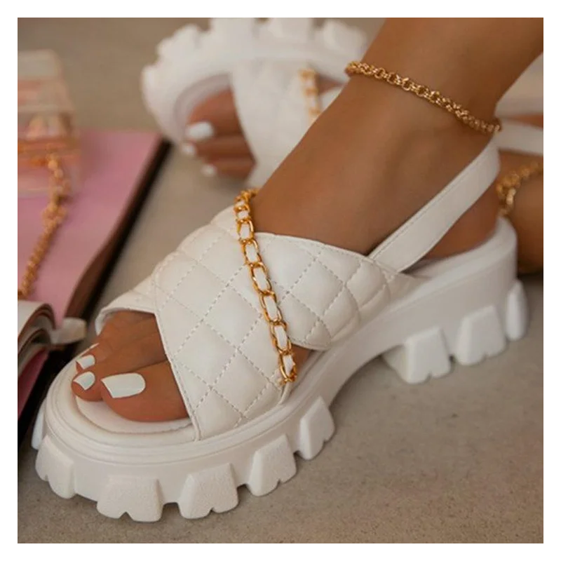 

Platform Women Shoes 2022 New Spring Autumn Open Toe Sandals Beach Slides Designer Slippers Chain Flip Flops -40