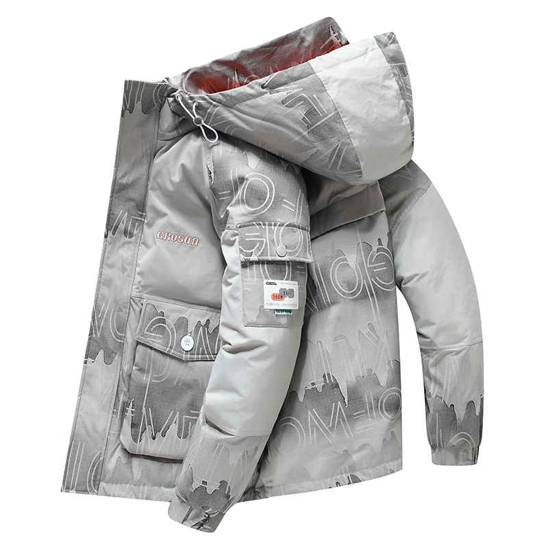 2022 Winter Thick Warm High Street Hooded Jacket Male 90% White Duck Down Patchwork Windproof Coat Men 3XL