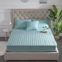 Cotton Green Color Mattress Cover for Bedding Quilted Fitted Sheet Single Double Bed Queen Size XF1165-10