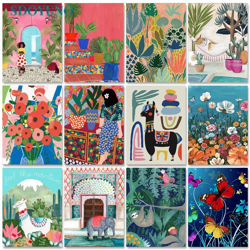 

SDOYUNO 40x50cm Acrylic Paint By Numbers Scenery Oil Painting By Numbers On Canvas Frameless DIY Landscape Home Decor