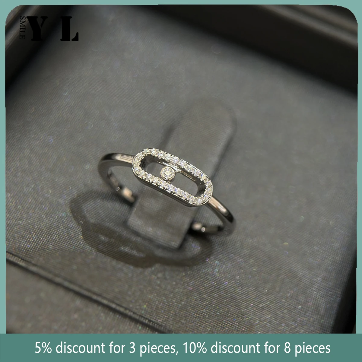 

New French Luxury Classic Jewelry Simple Water Drop Women's Mobile Diamond Geometry Party Ring