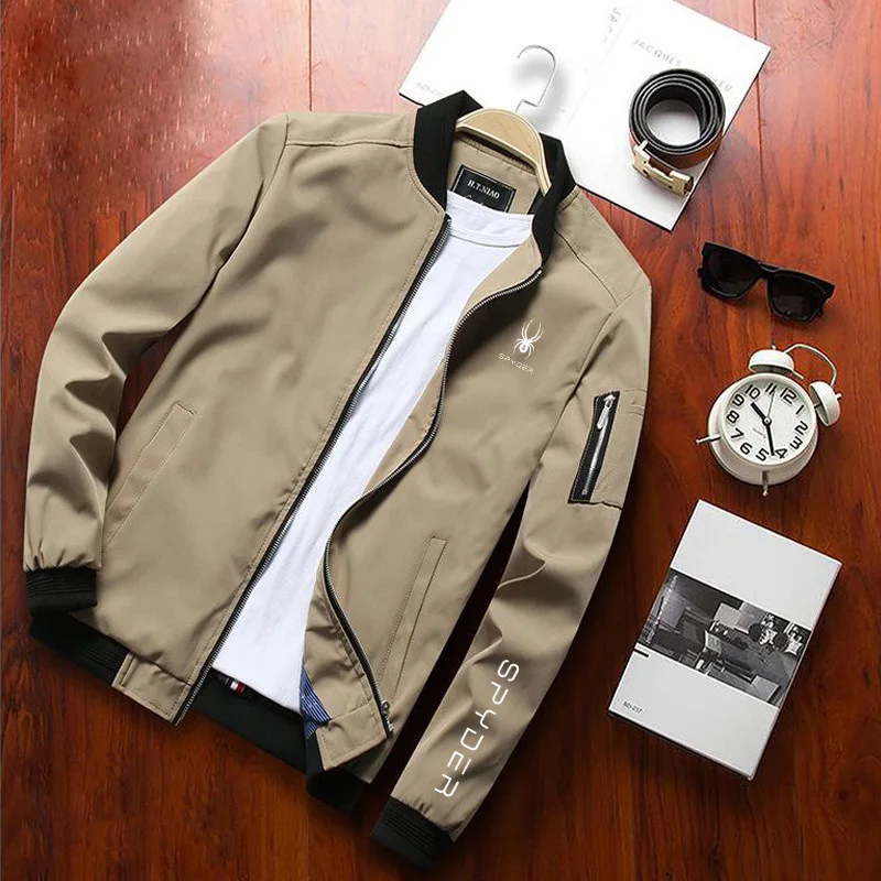 2024 New Spider Spring Fall Men's Outdoor Jacket Casual coat men's baseball uniform Young man in leather