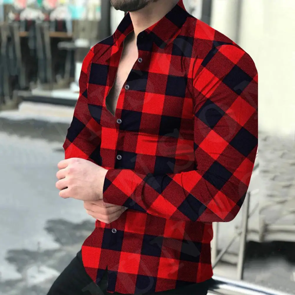 

Male Social Shirt Bright Color Comfy Streetwear Turndown Collar Single Breasted Shirt Office Shirt for Working