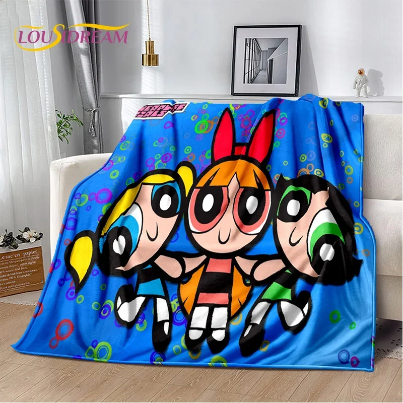 Милое мультяшное мягкое фланелевое одеяло P-powerспонgirl для кровати спальни дивана