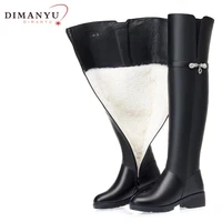 winter boots women genuine leather natural wool women over the knee boots large size 41 42 43 non slip women thigh high boots