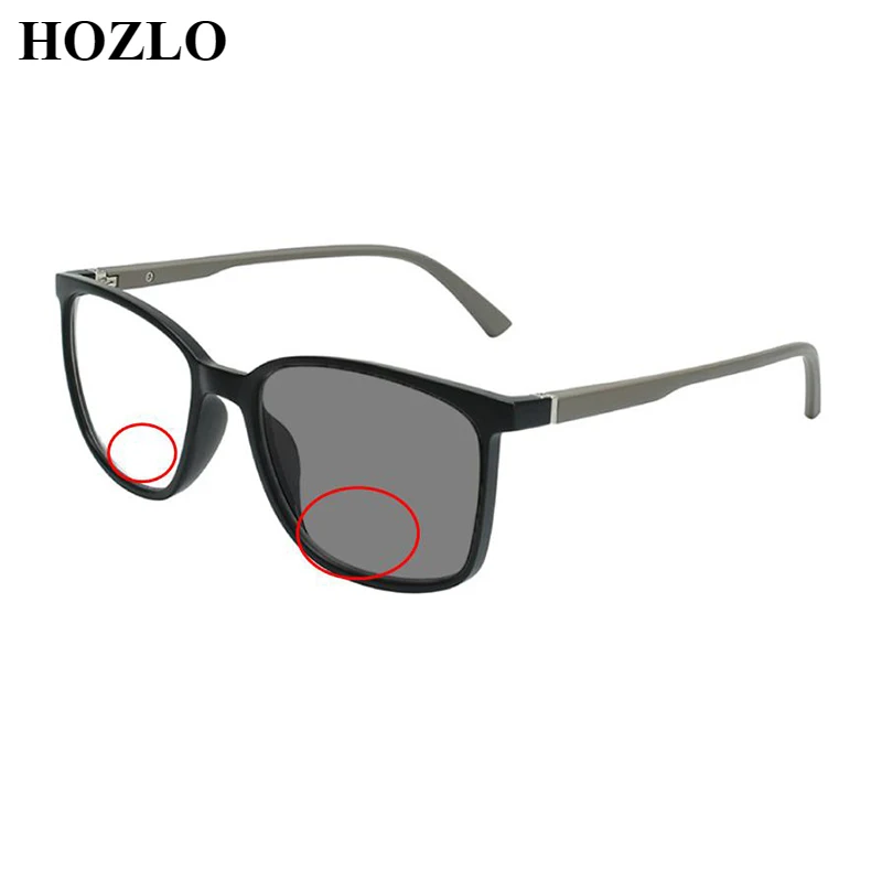 

New Fashion Retro Men Square Bifocal Photochromic Reading Glasses Magnifier Women Double Focal Presbyopia Longsighted Sunglasses