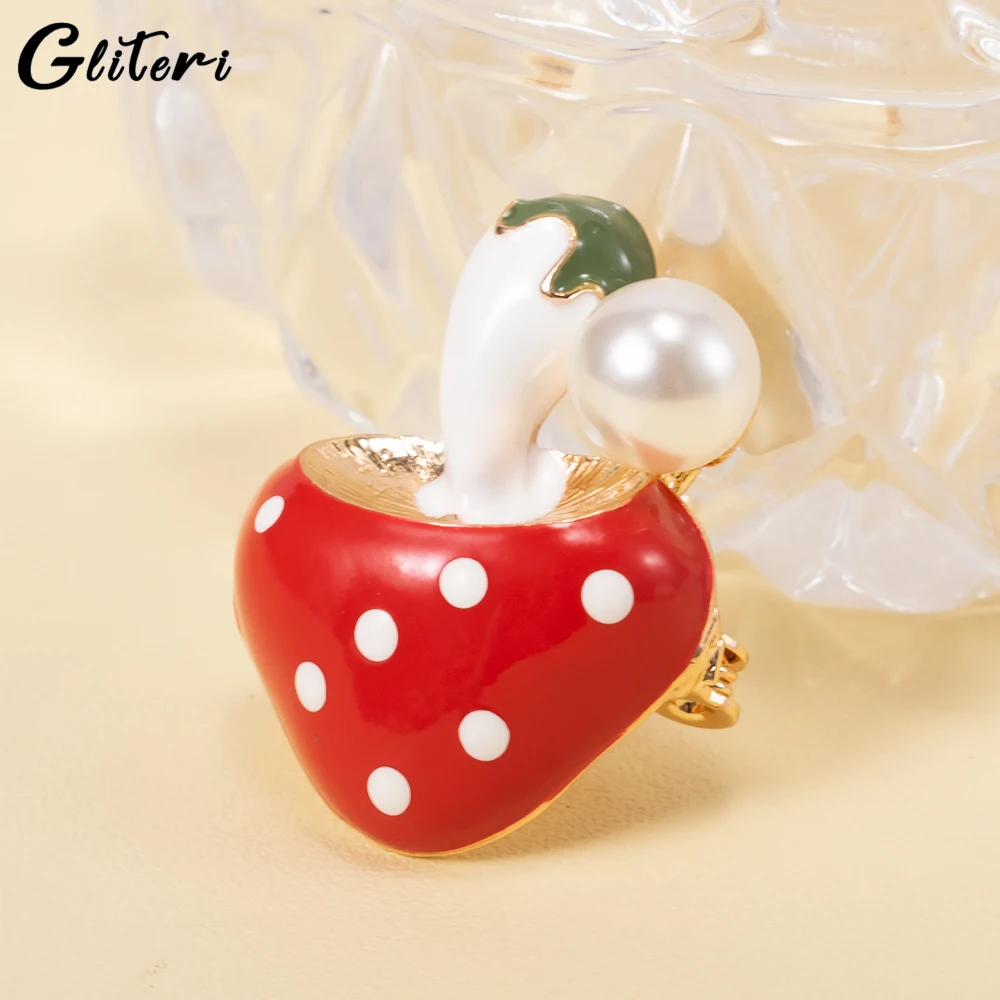 

GEITERI Cute Mushroom Brooch Pin For Girls Kids Alloy Pearl Gold Color Women Brooches Collar Bag Pin Fashion Jewelry Party Gifts