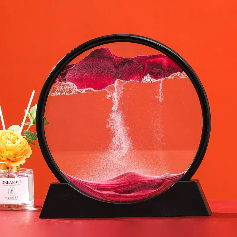 

7/12inch Creative 3D Glass Sandscape in Motion Hourglass Moving Sand Frame Art Picture Display Flowing Gift Home Decor Dropship