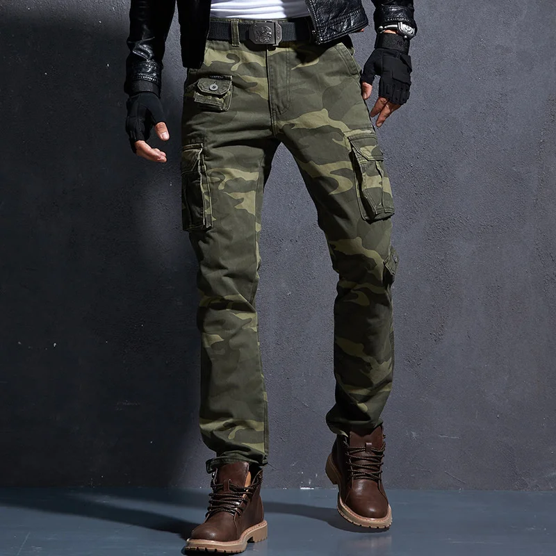 

Straight Cargo Casual Pants Men Military Tactical Pantalon Camouflage Homme Slim Fit Homber Modis Black Uomo Trousers Male