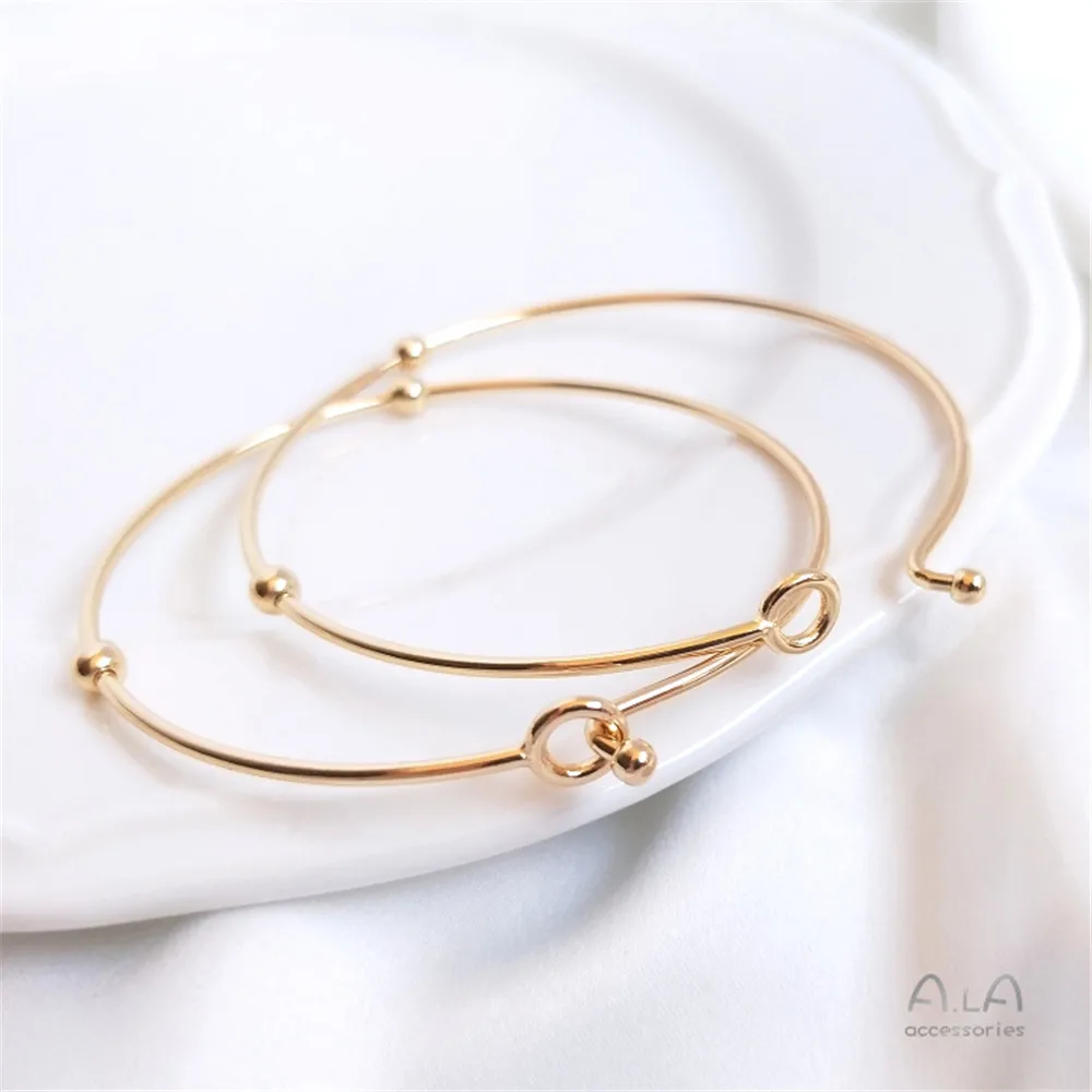 Купи Plated 14K Gold Filled Bracelet Simple fashion bead ring bracelet DIY hand jewelry first bracelet за 115 рублей в магазине AliExpress