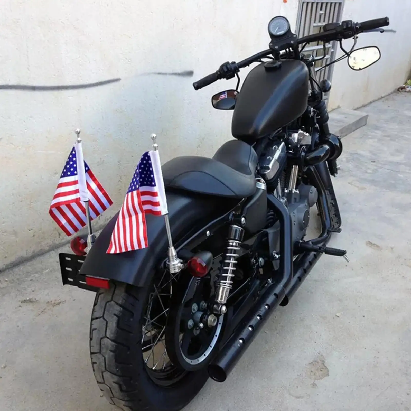 

Motorcycle Rear Luggage Rack Vertical Flag Pole Mount USA American Flag for Harley Davidson Honda Goldwing P0C8