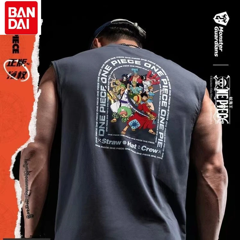 

Bandai One Piece Anime Luffy 2022Summer Cotton Tide Cool Printing Casual Sports Sleeveless T-Shirt Men's Basketball Fitness Vest
