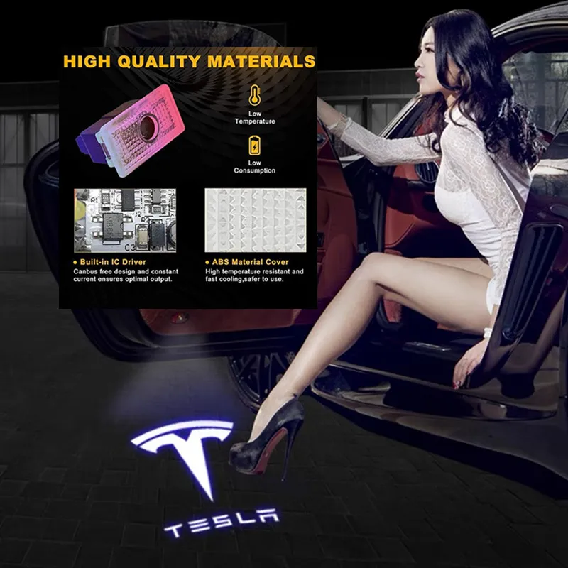 

Led Puddle Car Door Logo Light HD Laser Welcome Lamp For Tesla Model 3 Model S Model X Model Y Interior Car Accessories