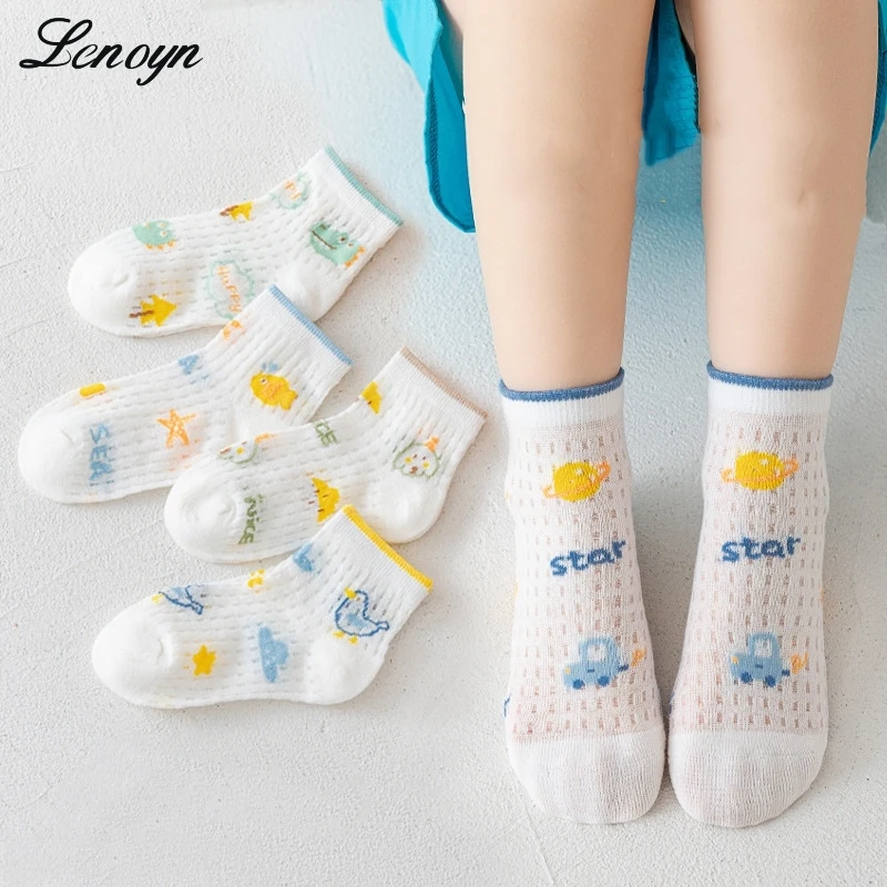 

Lenoyn 2023 8 Pairs/Lot Ultrathin Mesh Children Socks Baby Boys Girls Summer Cute Cotton Breathable Thin Soft Kids Ice Silk Sock