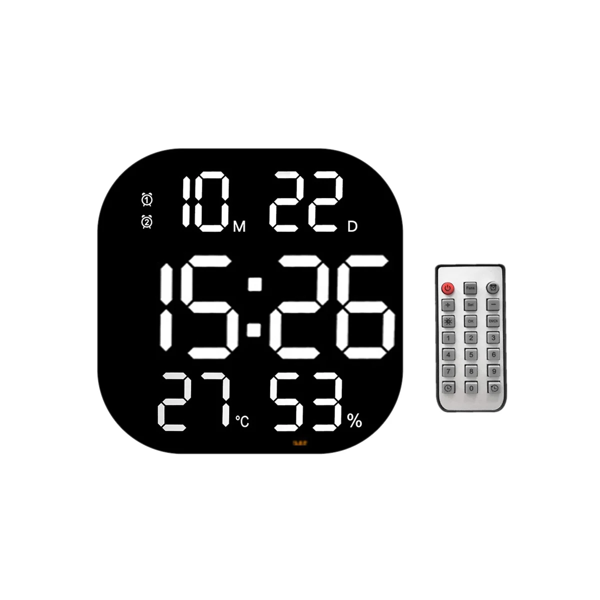 

Цифровые настенные часы с дистанционным управлением, настольные будильники с регулируемой яркостью и датой, с отображением температуры и недели, белые