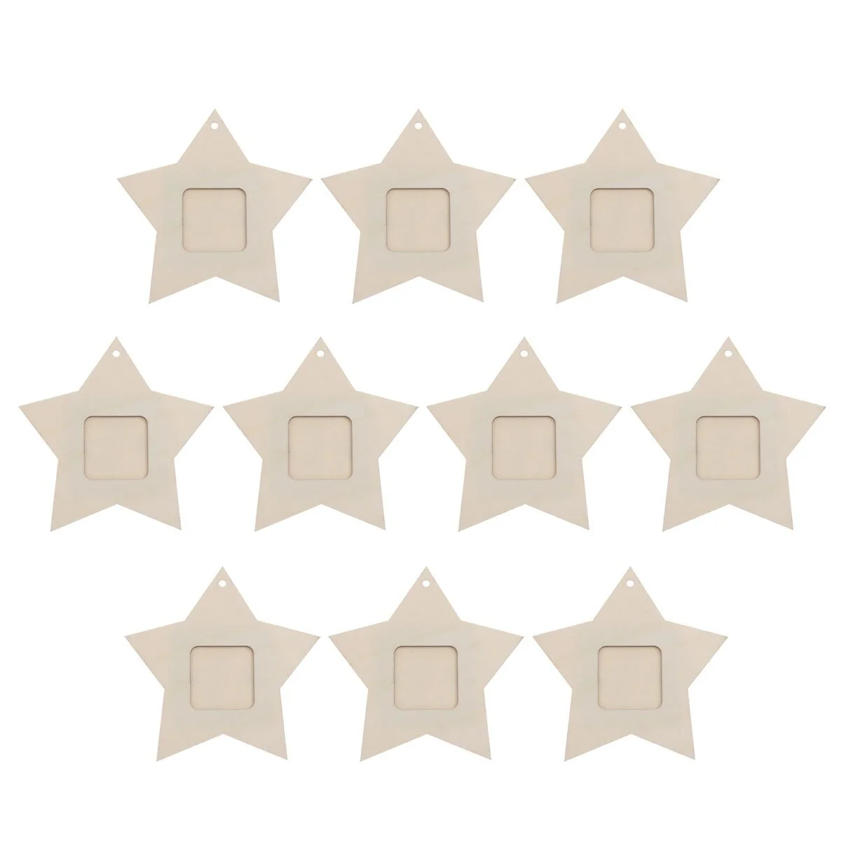 

10PC Wooden Mini Five-pointed Star Shape Photo Frame Unfinished Wood Mini Star Photo Frame Hanging Pendants for Home Bedroom