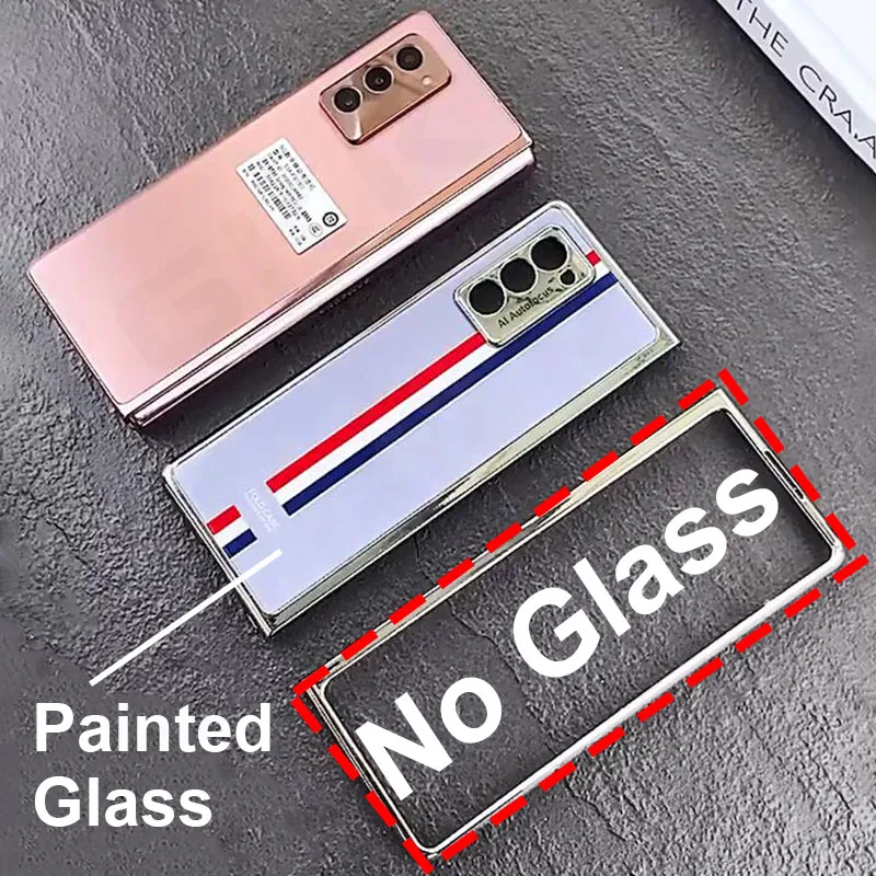 GKK Painted Tempered Glass Case For Samsung Galaxy Z Fold 2 5G Luxury Plating Hard Frame Cover For Samsung Galaxy Z Fold2 Case