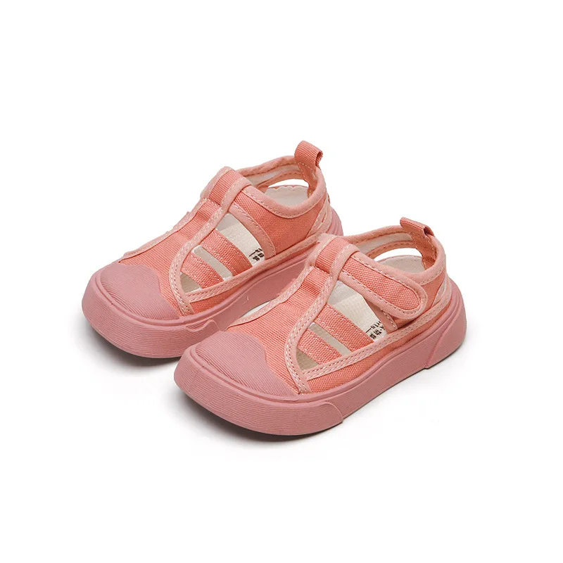 

Girls Hollow Sandals 2022 Summer Fashion Boys Canvas Shoes Baby Mesh covered toes children Simple Breathable Casual Sandals