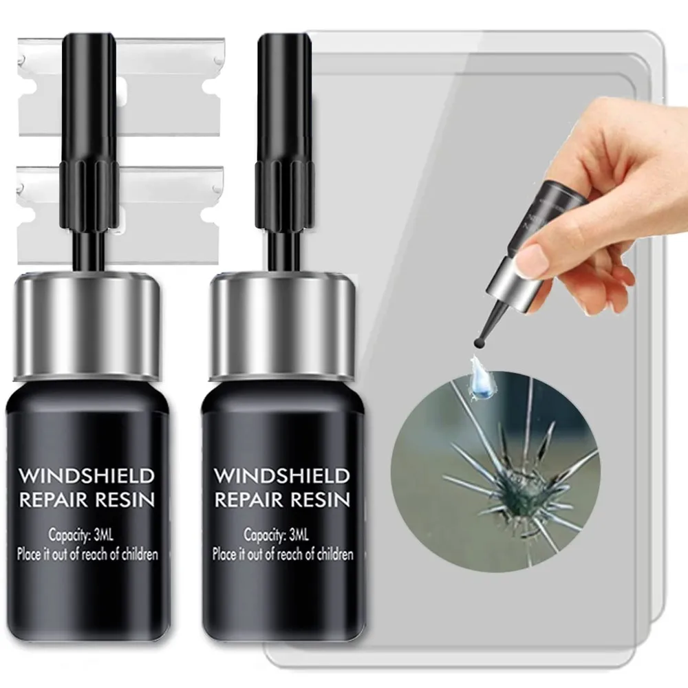 

Windshield Repair Kit for Glass Automotive Glass DIY Windscreen Tool for Fixing Chips Cracks Star-Shaped Crack Nano Fluid Filler