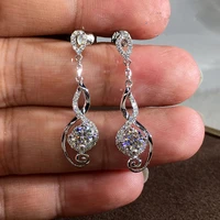 new twist long dangle earrings women fashion jewelry cubic zirconia engagement wedding party female drop jewelry high quality